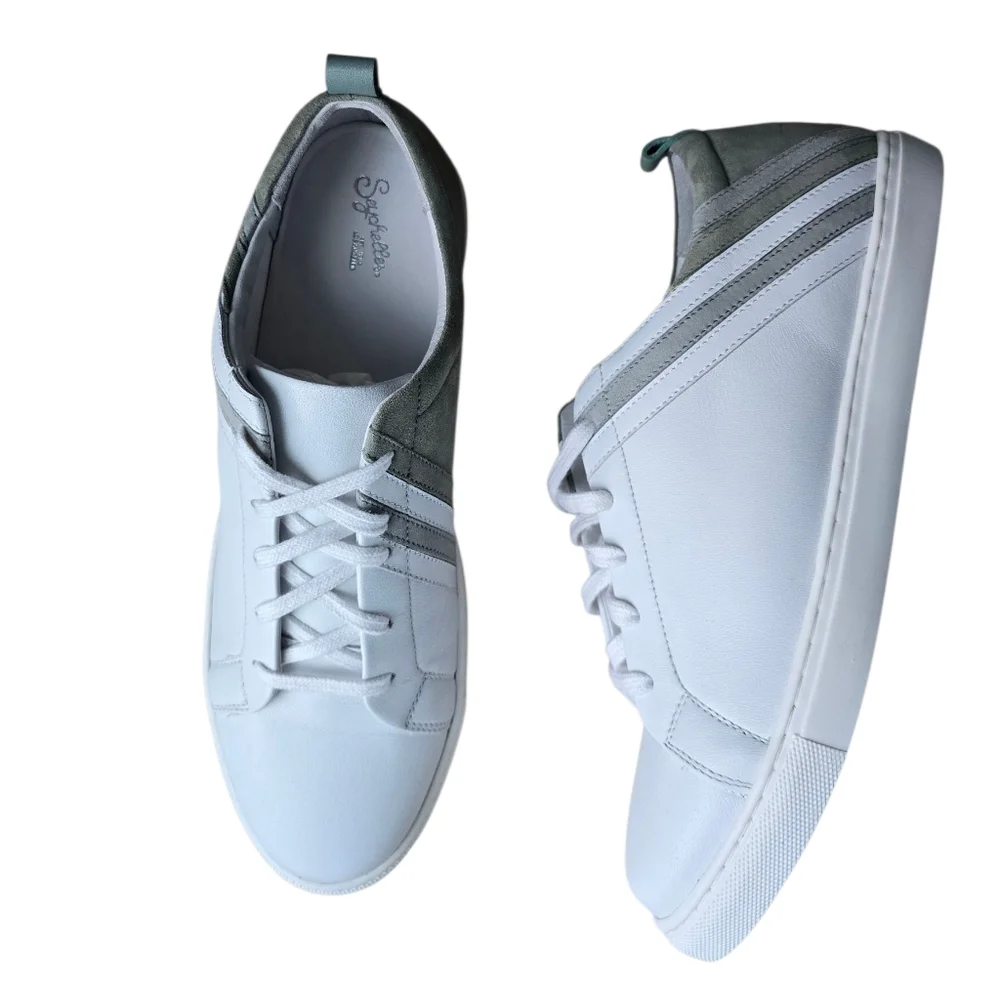 Seychelles Stand Out White/Sage Leather Sneakers